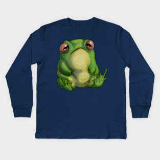 Green chubby sitting frog Kids Long Sleeve T-Shirt